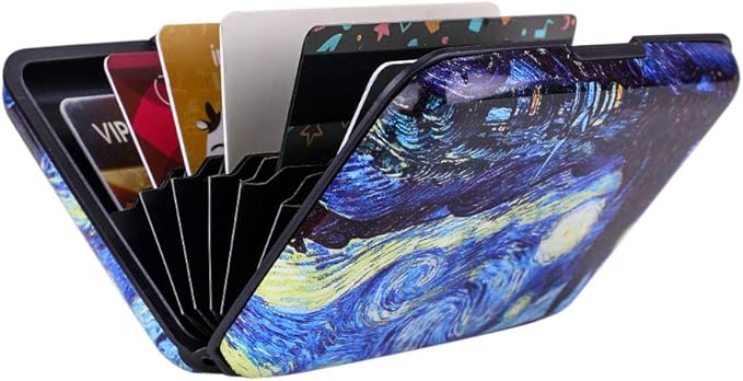 ELFISH RFID Blocking Credit Cards Holder Aluminum Wallet Metal ID Case for Men Women (see moon)