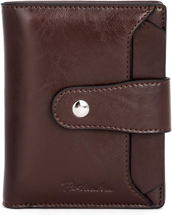 BOSTANTEN Women Leather Wallet RFID Blocking Small Bifold Zipper Pocket Wallet Card Case Purse with ID Window