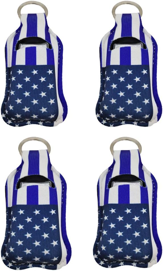 4 Piece Bottle Holder Keyring Neoprene Keychain for 30ML Gym Shampoo Soap Perfume and Liquids Travel Containers