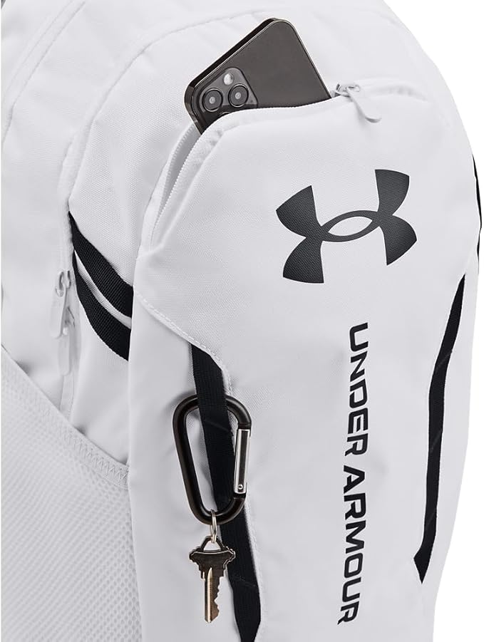 Under Armour Unisex-Adult Hustle 6.0 Backpack, (100) White/White/Black, One Size Fits Most
