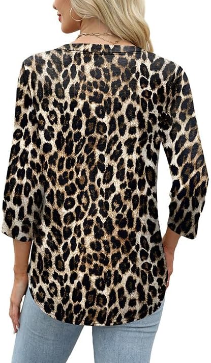 OFEEFAN Womens Tops 3/4 Sleeve Henley Shirts for Women Summer Outfits Fashion Clothing