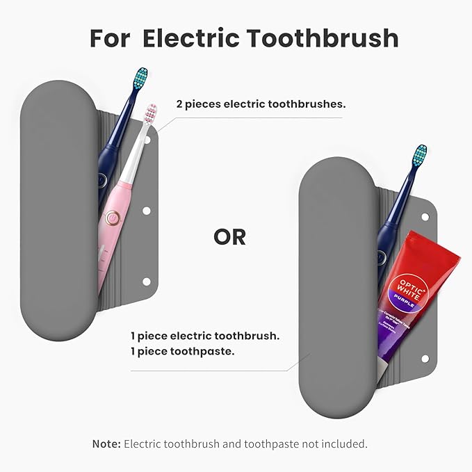 Silicone Electric Toothbrush Travel Case, Manual Toothbrush Travel Cover for Men and Women,Toothbrush Holder for Travel,Gym and More, Fits Most Manual and Electric Toothbrushes - Gray