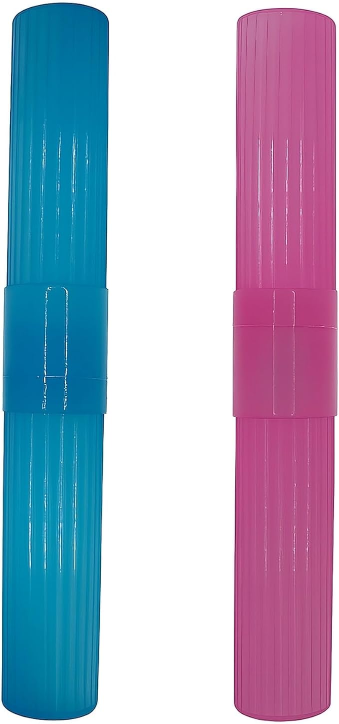 American Comb Toothbrush Holder (Blue & Pink) Made in USA, with Ventilation Holes, for Toothbrush Covers, Toothbrush Holder, Toothbrush Soft, Durable Design, Hygienic Bathroom Accessory