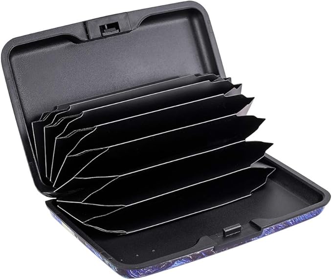 ELFISH RFID Blocking Credit Cards Holder Aluminum Wallet Metal ID Case for Men Women (see moon)