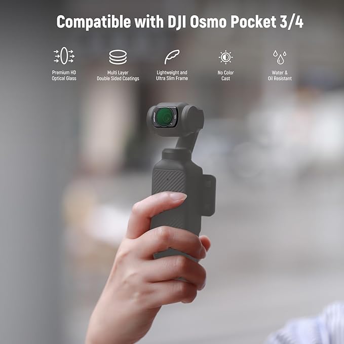 NEEWER Magnetic ND Filter Set Compatible with DJI Osmo Pocket 4 Pocket 3 Creator Combo Accessories, 6 Pack ND16 ND32 ND64 ND256 CPL UV Lens Filter Kit + 2X Cleaning Cloth
