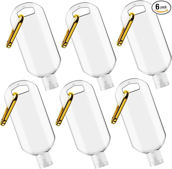 Travel Bottles with Keychain,1.7oz (50ml) Leakproof Squeeze Bottles with Flip Cap, Refillable Containers for Hand Sanitizer Travel, Gym office(6 Pack)