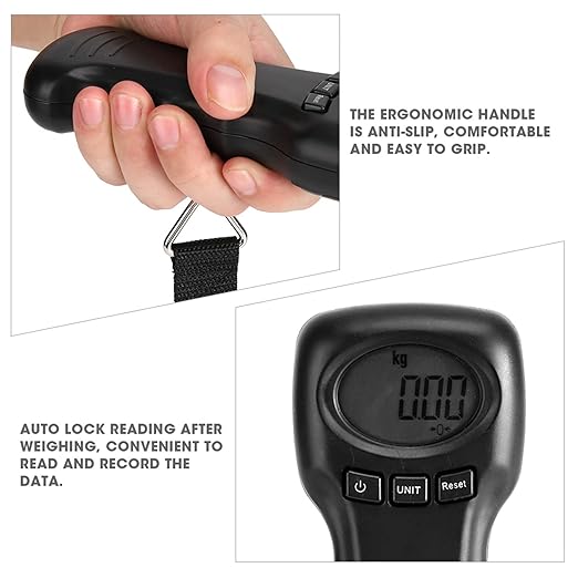 Digital Luggage Scale, 97lb Portable Travel Hanging Luggage Scale Electronic Weight Scale with LCD Digital Display for Travel Home Fair, Black, Battery Not Included