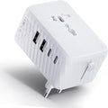 Universal Travel Adapter - Worldwide Power Plug Converter for US, UK, EU, AU with Type-C & USB-A Ports - European Travel Plug Adapter, International Power Adapter (White)