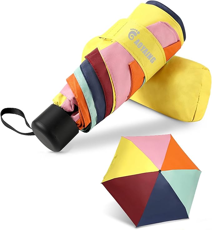 GAOYAING Small Mini Umbrella with Case Light Compact Design Perfect for Travel Lightweight Portable Parasol Outdoor Sun&Rain Umbrellas 34 Inches