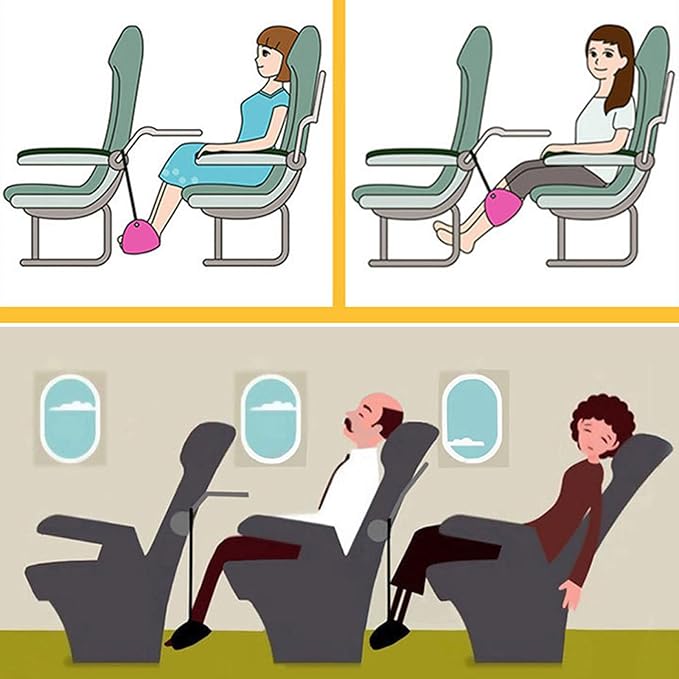 Compact Foldable Foot Rest for Travelers Airplanes Train Use Breathable Mesh Support Portable Design Quick Installation Portable Foot Hammock for Travel