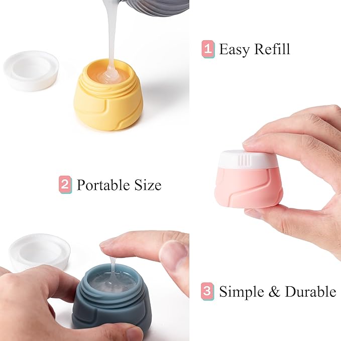 CADONO Travel Bottles for Toiletries 15 Pack, TSA Approved Travel Size Containers 3oz, LeakProof Silicone Squeezable Creams Jars, Refillable Toiletry Bottles for Shampoo, Conditioner (Purple)