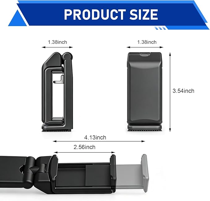 1 PC Foldable Phone Holder, 360 Degree Adjustable Handsfree Phone Mount, Universal Multi-Directional Mobile Phone Stand, for Airplane, Travel, Desk, Tray Table, Home, Office, Train (Black)