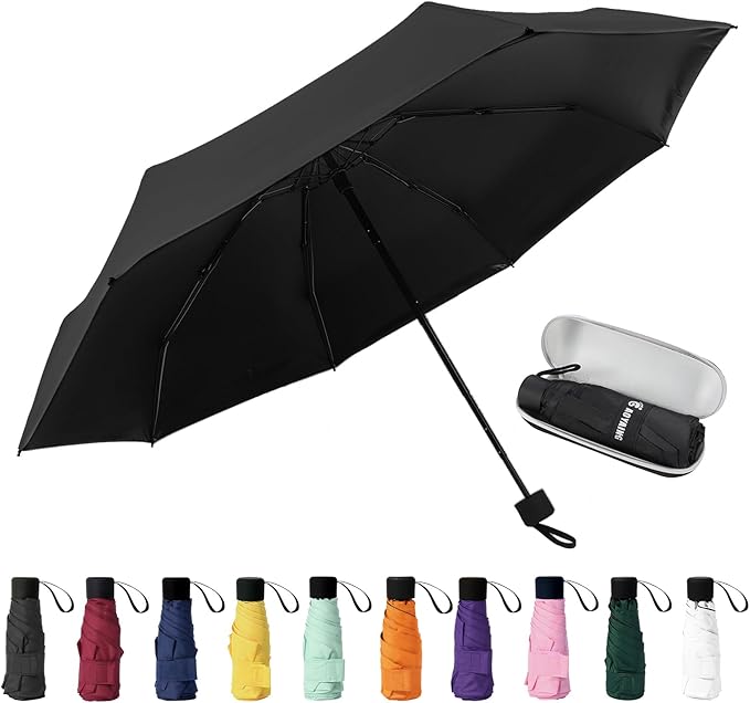 GAOYAING Small Mini Umbrella with Case Light Compact Design Perfect for Travel Lightweight Portable Parasol Outdoor Sun&Rain Umbrellas 34 Inches