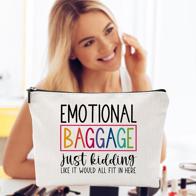 ZUYUROU Funny Gifts for Women, Friends, Hostess Gift Ideas Cool Gifts for Women Mom Grandma Birthday Gift Ideas Gag gifts Girls Weekend Fun Makeup Travel Bag Cosmetic Bag Emotional Baggage