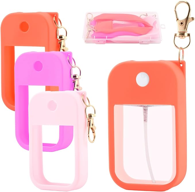 Hand Sanitizer Spray Accessory, Compatible with Touchland Power Mist/Glow Mist 1oz bottles, Silicone Case with Keychain and Storage Box