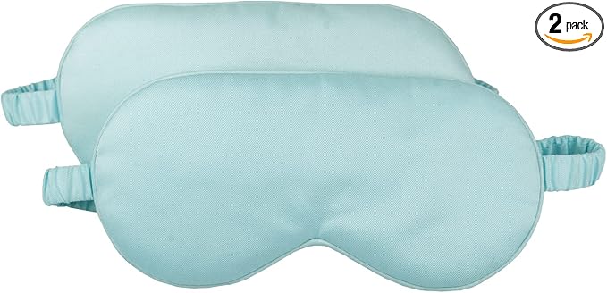 HBHLFZ Sleep Mask 2 Pack - Bamboo Viscose Fiber Sleeping Eye Mask - with Elastic Band/Headband - Comfort Sleeping Shade - for Nighttime Sleeping, Traveling & Napping（Light Blue）