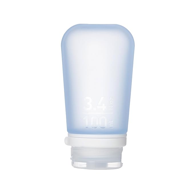 humangear GoToob+ (Large) | Refillable Silicone Travel Bottle | Locking Lid | Food-Safe Material | Blue, Large (3.4 fl.oz.; 100ml)