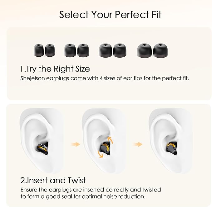 Adjustable Ear Plugs - 3 Noise Cancelling Modes for Concerts, Work, Travel & More, Reusable Hearing Protection with 4 Sizes (XS/S/M/L), Comfortable Ear Plugs for Noise Reduction, Black Gold