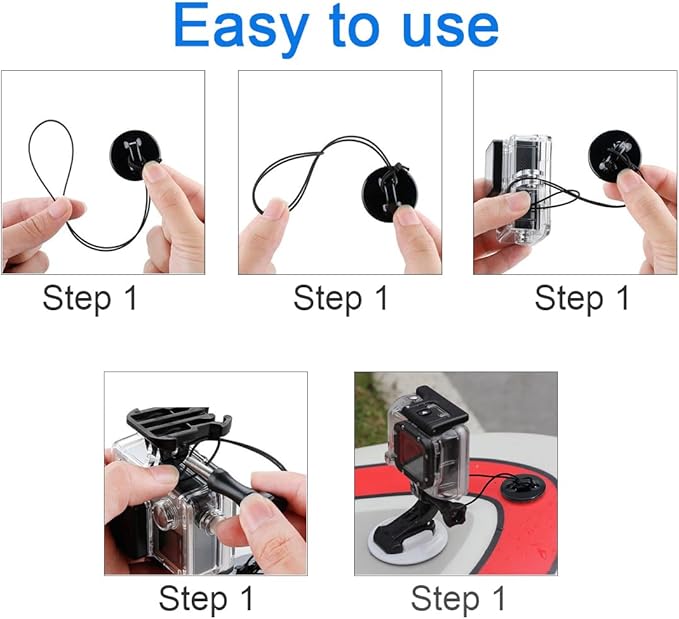 Action Camera Safety Tether Strong Adhesive Stickers Strap Cord Compatible with GoPro Hero 13, 12, 11, Insta360 X5 X4, DJI OSMO Action 6/5 Pro/4, SJCAM,AKASO Action Camera Helmet Mounts