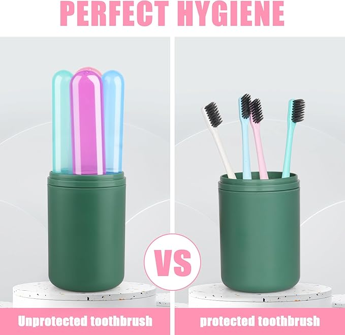 Hooqict 4 Pack Travel Toothbrush Case Portable Travel Toothbrush Holder Plastic Toothbrush Container Protector Cover Case for Traveling, Bathroom, Camping, Home, School, Business