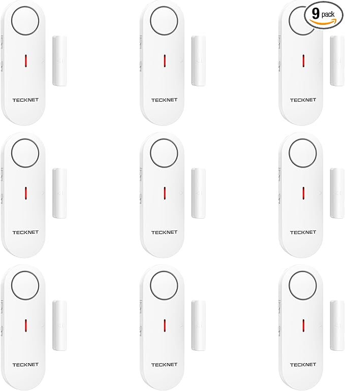 TECKNET Door Alarms for Kids Safety, Window Alarm Pool Alarms Door Alarm for Home Security, 2-in-1 Alarm & Chime, 3-Level Volume Control, Wireless Alarm for House Hotel Cars Sheds Caravans (9 Pack)