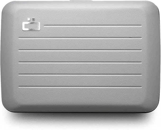 ÖGON -DESIGNS- Aluminum card holder with metal lock, RFID protection against fraud and demagnetization, compact wallet, Smart Case OSLO model