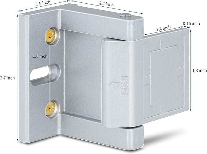 High-Security Reinforced Door Lock – Aluminum Privacy Latch for Home and Hotel, Easy Installation with Stainless Steel Screws, Interior Night Lock for Added Protection (Silver-1 Pack)