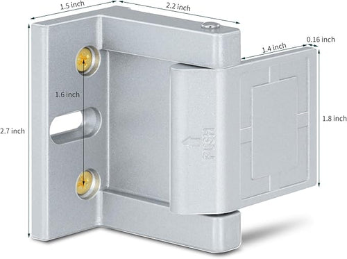 2 Pack Door Latches for Top of Door, Silver Door Reinforcement Lock for Home and Hotel, Security with Stainless Steel Screws