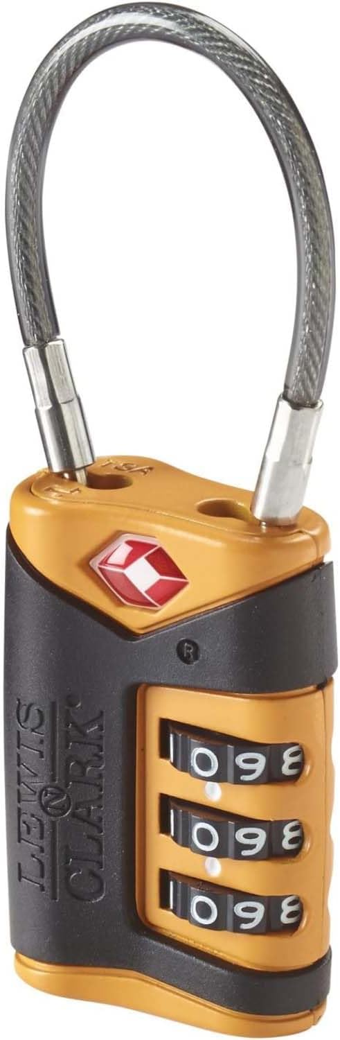 Lewis N. Clark TSA-Approved Combination Luggage Lock With Steel Cable (2-Pack), Orange, One Size