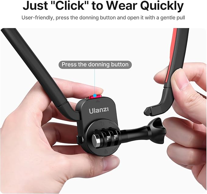 ULANZI Go-Quick II Neck Mount for GoPro Magnetic Necklace Holder, Camera POV Mount for GoPro Hero 13/12/11/10/9/8/7/6/5/4/MAX, AKASO, DJI Osmo Action 5 Pro/4/3, Insta360 and Most Action Cameras