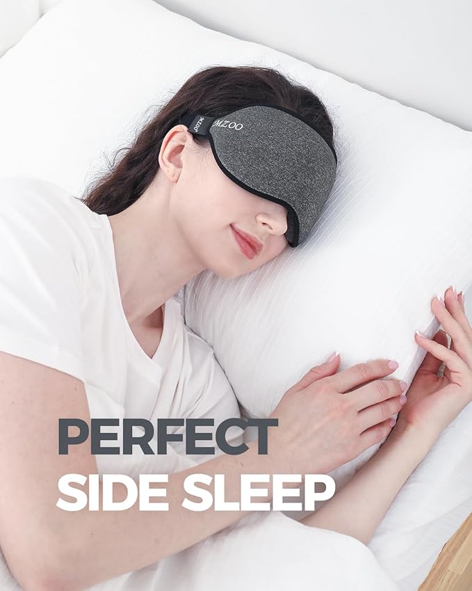 MZOO Luxury Sleep Mask for Back, Side Sleeper, Complete Light Blocking Sleeping Eye Mask Night Blindfold, 3D Zero Pressure & Lash Friendly, Breathable Soft Eye Cover Flight Nap Travel