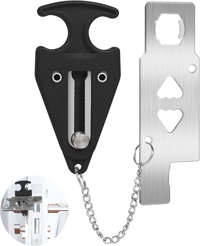 Portable Door Lock for Travel Lock Home Security Door Latch in Prevent Unauthorized Entry School Apartment Hotel(Black)
