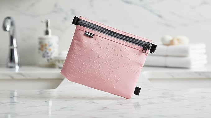 GOX Travel Toiletry Bag Carry On Zipper Pouch Cosmetic Kit Makeup Digital Bag Water Repellent Nylon (Pink)