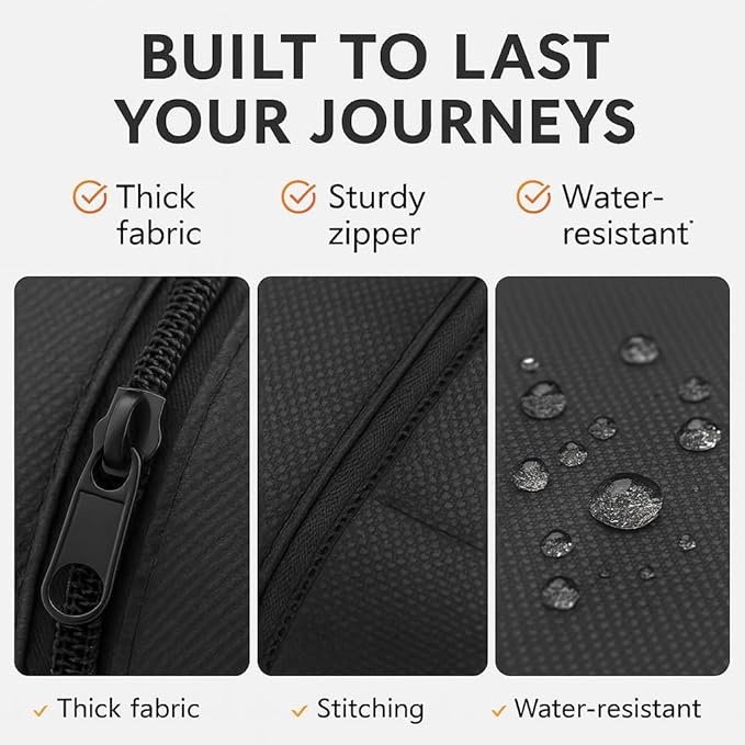Shoe Bag for Travel, Gym & Sports – Water-Resistant Shoe Bag Cover/Pouch with Transparent Mesh Panel, Durable Zipper & Carry Handle – Fits Men’s Size 12 – Keeps Clothes Clean & Odor-Free | Pack of 3