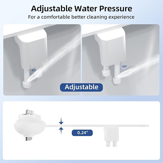 Ultra-Slim 3-in-1 Bidet Attachment for Toilet, Adjustable Warm/Cold Water & Pressure, Self-Cleaning Dual Nozzles for Posterior & Feminine Wash, Easy Install (White）