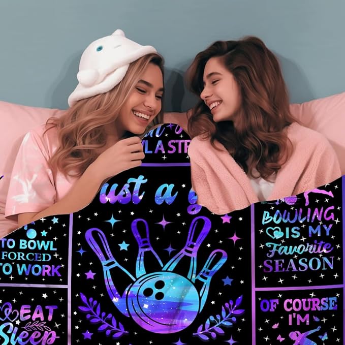 Bowling Gifts for Women Lovers, Soft Cozy Flannel Sports Throw Blanket, Unique Gift Ideas for Bowling Instructor Coach 50"x40"