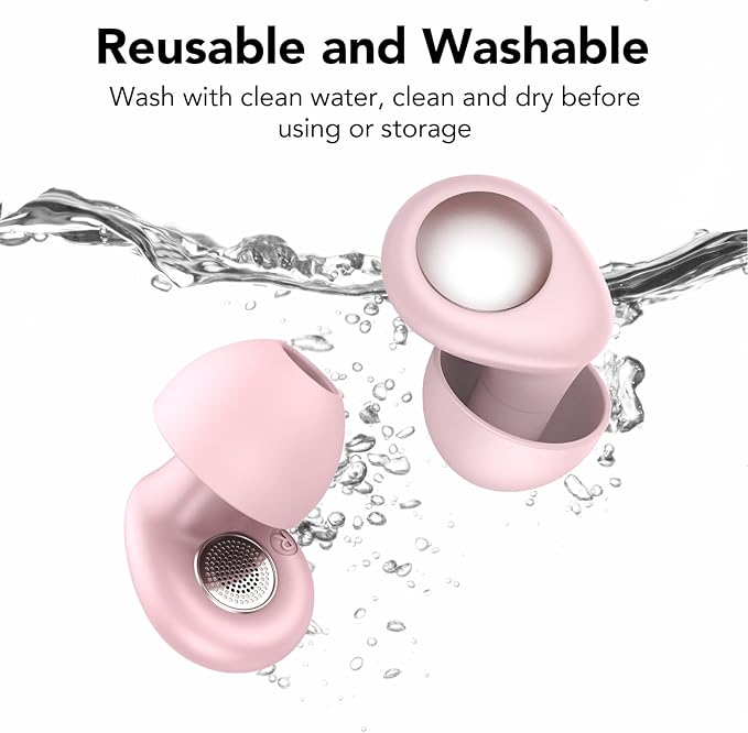 Ear Plugs for Sleeping,Noise Cancelling Silicone Earplugs for Noise Reduction & Snoring,45 dB,Ear Plugs for Sleep, Soft Earplugs Reusable Concert Ear Plug,Hearing Protection with 8 Earpieces, Pink