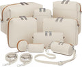 Joyway 10-Piece Travel Makeup Bag Set – Large Capacity Cosmetic Bags for Women & Girls, Waterproof Portable Toiletry Organizer with Adjustable Strap (White)
