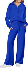 ANRABESS Women 2 Piece Outfits 2025 Fall Fashion Airport Wide Leg Pants Lounge Set Leisure Travel Vacation Clothes Sweatsuits