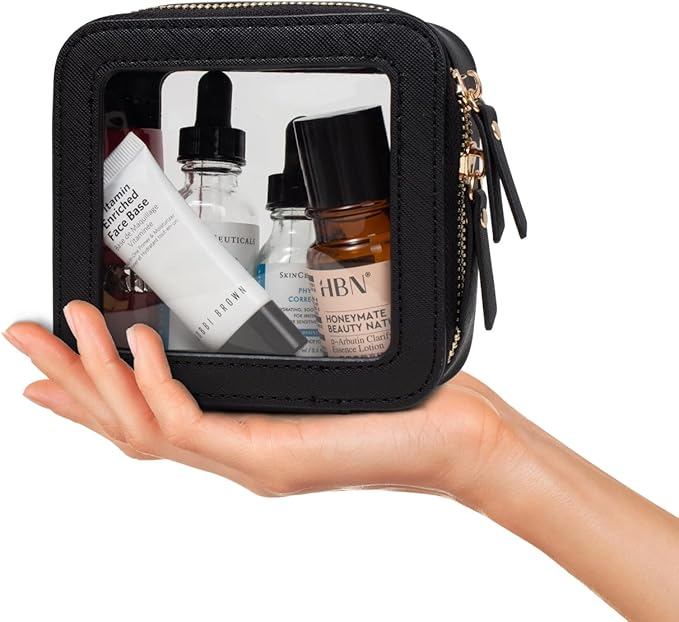 LETGO Travel Makeup Bag for Purse Small Mini Cute Make Up Bag Pouch for Purse Car Accessories for Women Girls (Mini Black)