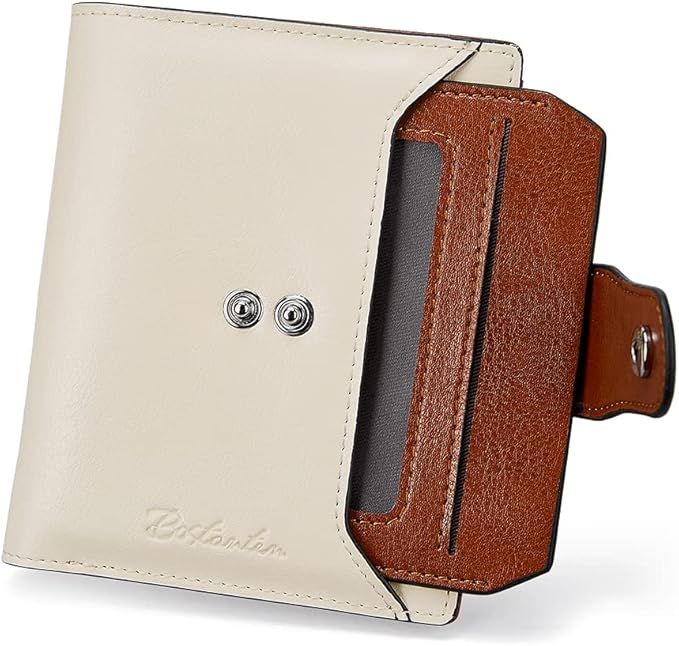 BOSTANTEN Women Leather Wallet RFID Blocking Small Bifold Zipper Pocket Wallet Card Case Purse with ID Window
