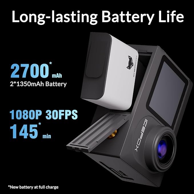 icefox i8 98FT Zoom Waterproof Camera Underwater, 20MP 5X Action Camera with EIS, WiFi Remote Control for Snorkeling Cycling Vlogging