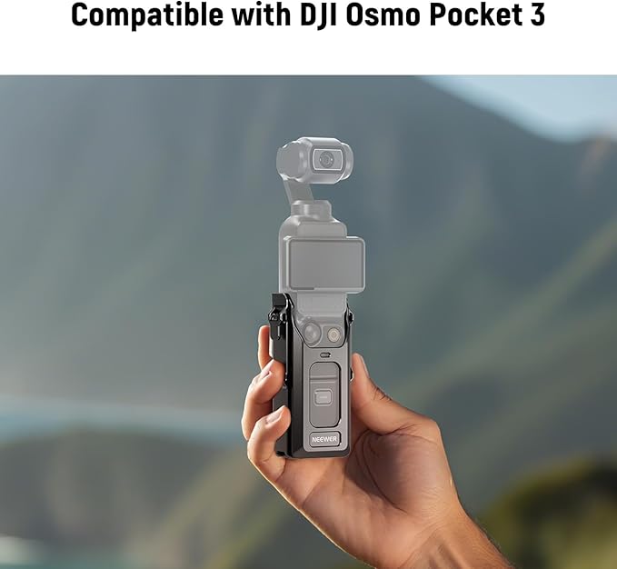 NEEWER Pocket 3 Cage, All in One Aluminum Alloy Protective Video Rig Compatible with DJI Osmo Pocket 3 & Magnetic Mount Accessories, 1/4" Threads Cold Shoe, Slots for Quick Release Side Handle, AC029