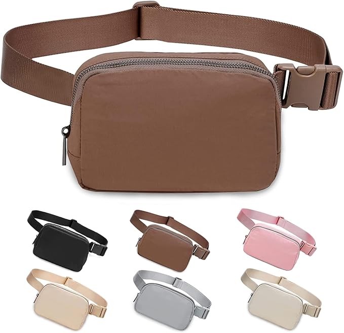 Belt Bag for Women Fanny Pack Dupes, Fashion Crossbody Waist Pack Bag with Adjustable Strap, Everywhere Belt Bag for Travel Outdoors Running Hiking（Brown2）