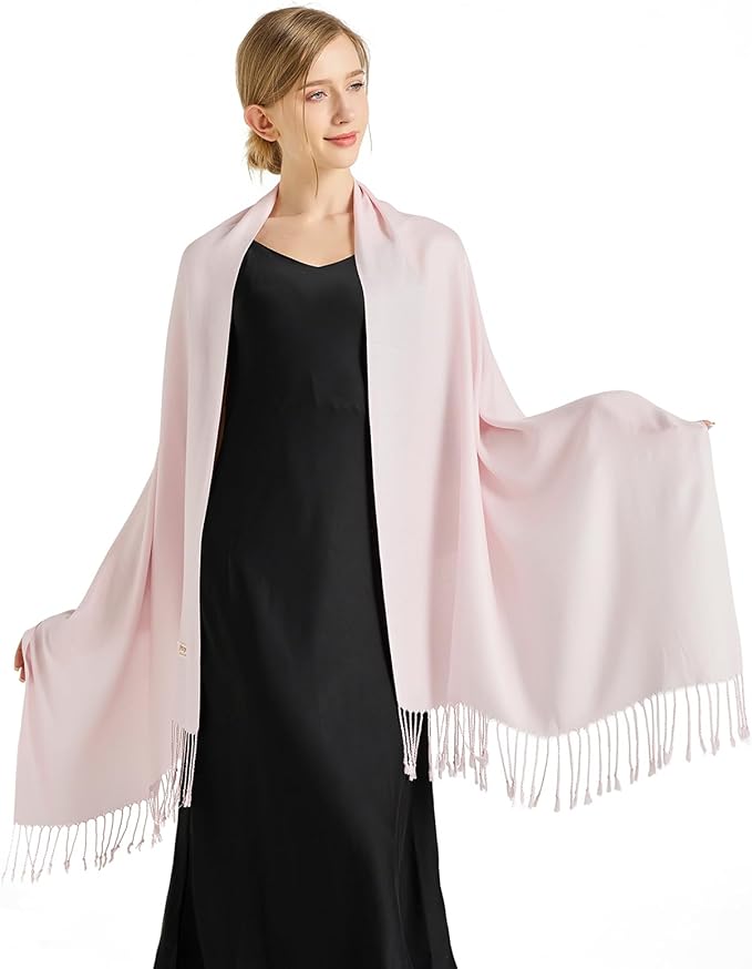 Soft Silky Pashmina Shawl Wraps Solid Colors Scarf for Wedding Evening Dresses