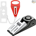 Portable Door Lock + Door Stop Alarm Set – Travel Safety Kit for Hotel Rooms, Home, Dorms & Apartments – (Red, Lock + Alarm)