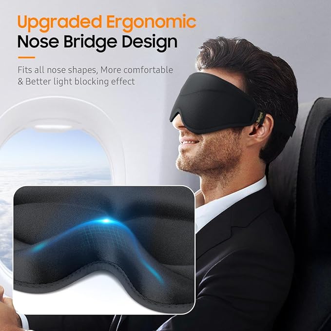 BeHoomi Sleep Mask, 2 Packs Premium Eye Mask for Sleeping, Total Blackout, Superior Soft Comfort, Upgraded 3D Ergonomic Designed Sleeping Mask for Home, Office, Travel, Meditation, Yoga, Black & Pink