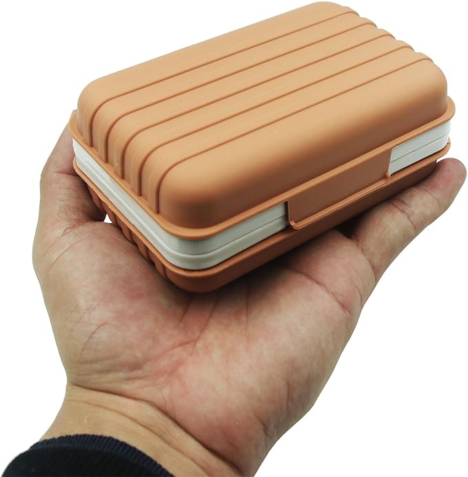 2 Pack Travel Soap Case Holder,Portable Soap Box with Draining Layer for Shower,Bathroom,Camping,Hiking,Gym (Orange)