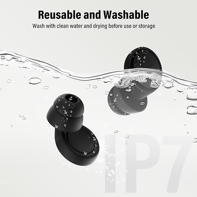 Ear Plugs for Sleeping Noise Cancelling - 35dB Reusable Ear Plugs with 7 Eartips and Carry Case - Flexible Hearing Protection - Replaceable Single/Double Eartips for Sleep, Focus, Travel, Work, Black