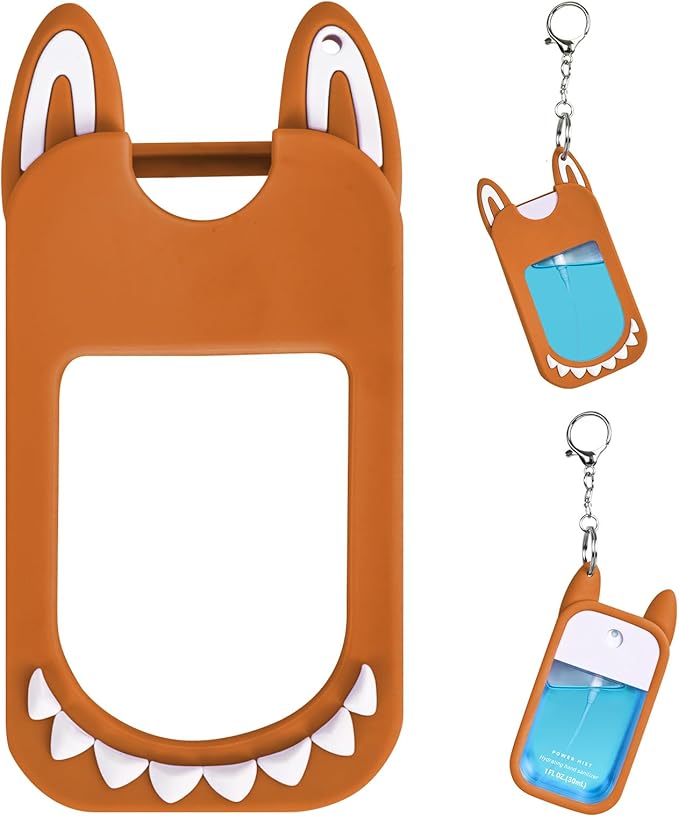 Silicone Case Compatible with TOUCHLAND 30ml/1oz Hand Sanitizer Spray, Vibrant Colors, Cute Style (Orange)